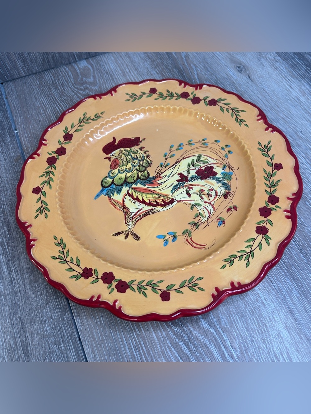 April Cornell Certified International 12" Rooster Charger Plate French Country